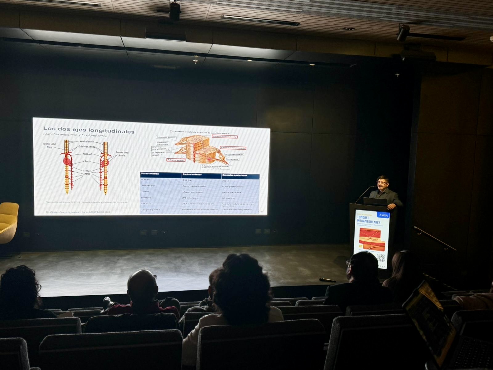 Charla del Dr. Adrián Zárate sobre anatomía vascular de la médula espinal y los dos ejes longitudinales